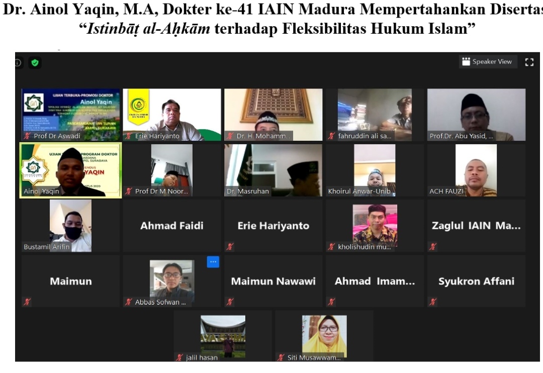 Dr. Ainol Yaqin, M.A, Doktor ke-41 IAIN Madura Mempertahankan Disertasi  “Istinbat al-Ahkam terhadap Fleksibilitas Hukum Islam”